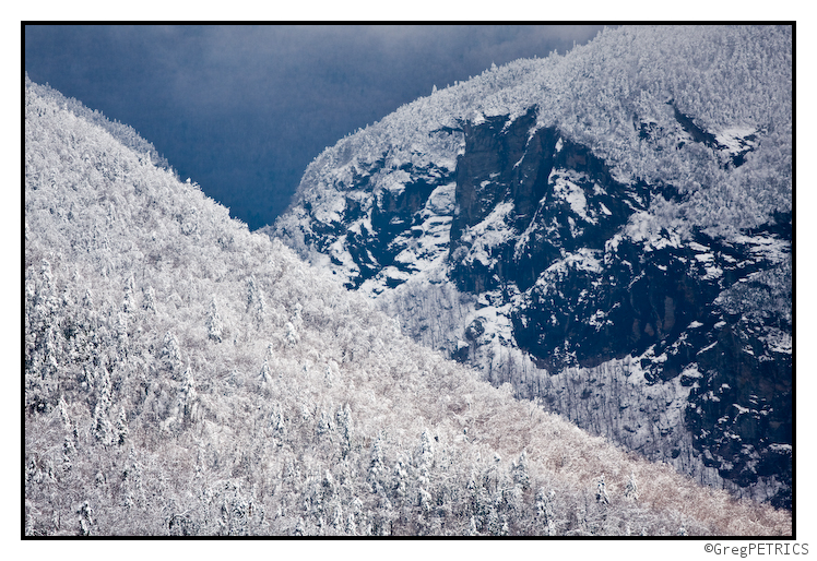 Smuggler's Notch with fresh snow in April